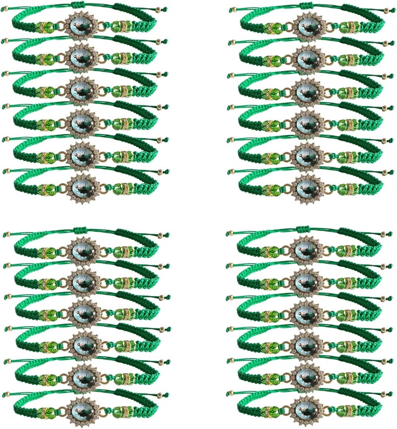 Bovemee 24PCS Virgin Mary Bracelets，Green Saint Jude bracelet Rosary Handmade Mexican bracelets,Virgen de Guadalupe Bracelet San Judas Tadeo Gift For Men Women - Image 1